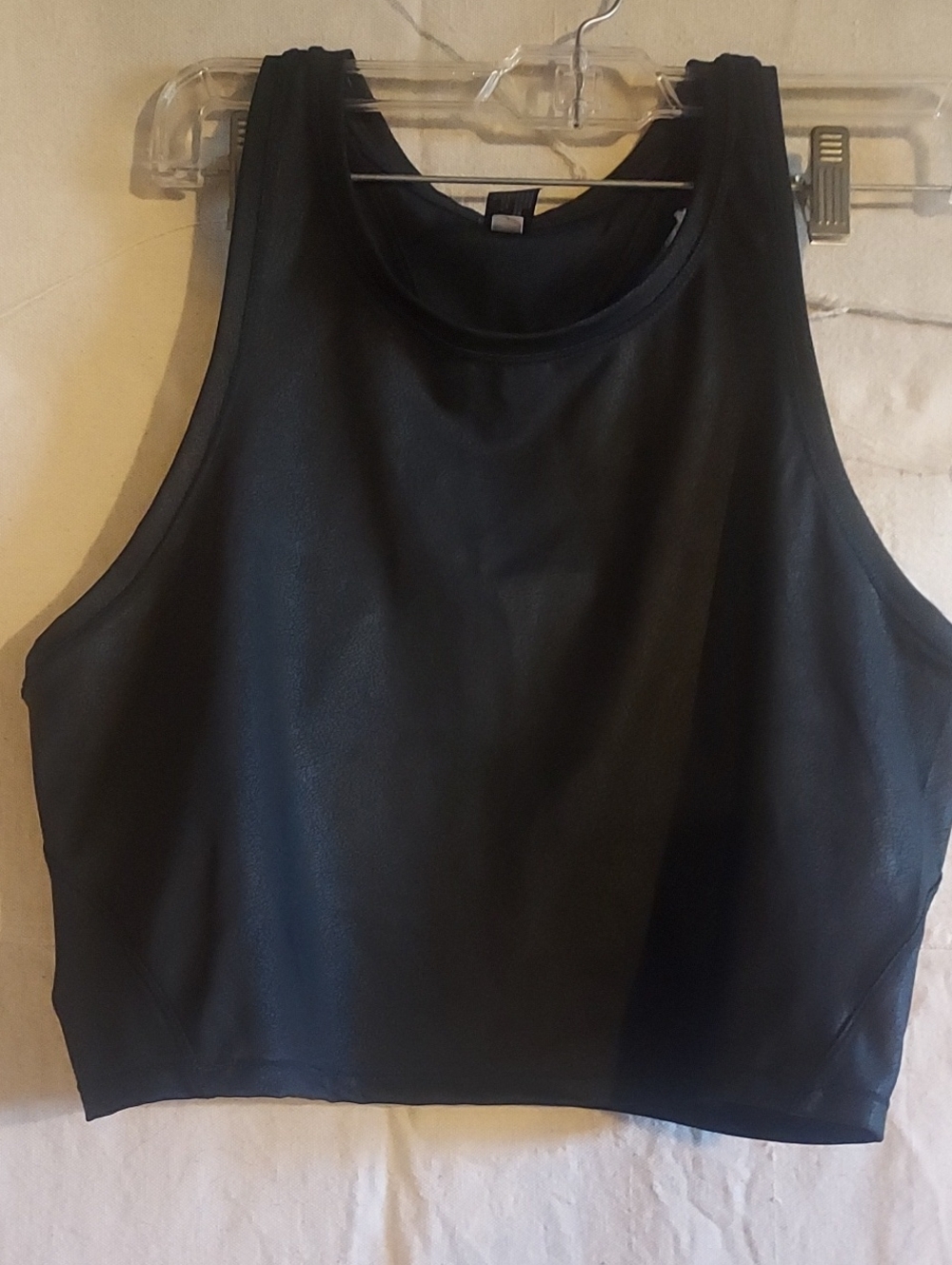 90 Degree By Reflex Black Faux-Leather Cropped Tank